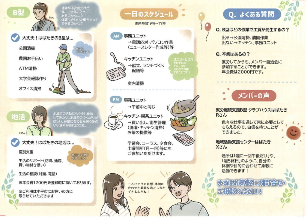 クラブハウスはばたきパンフレット裏